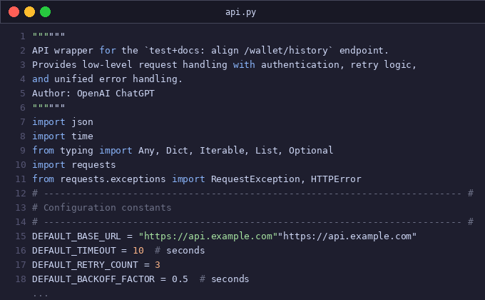 test+docs: align /wallet/history with unified live contract 