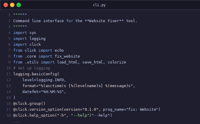 **website fixer** CLI