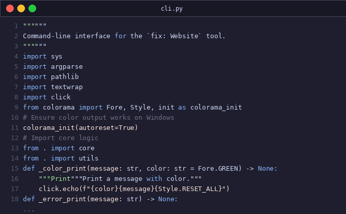 Command-line interface for the `fix: website` tool CLI