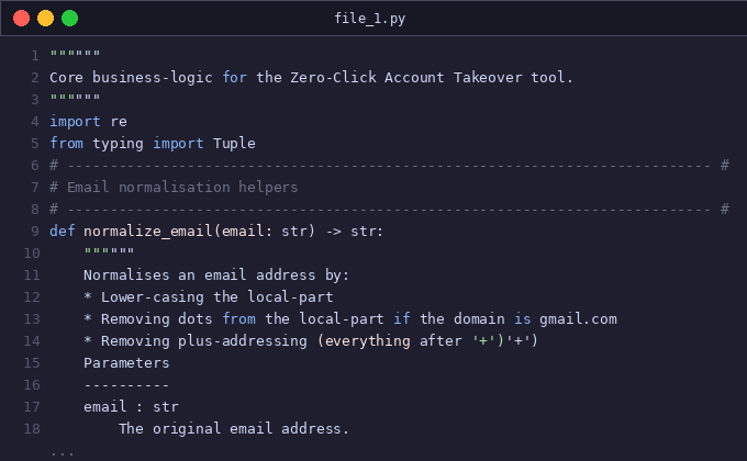Zero-Click Account Takeover via Email Normalization $100