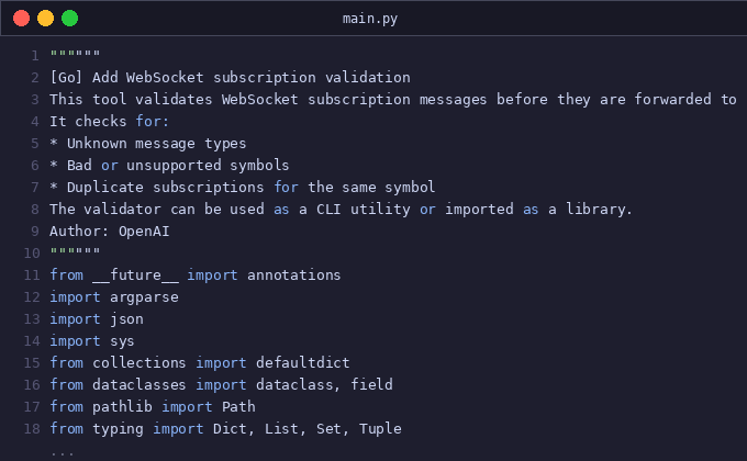 Add WebSocket subscription validation