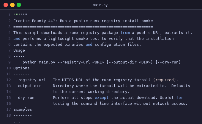 Frantic bounty #47: Run a public runx registry install smoke