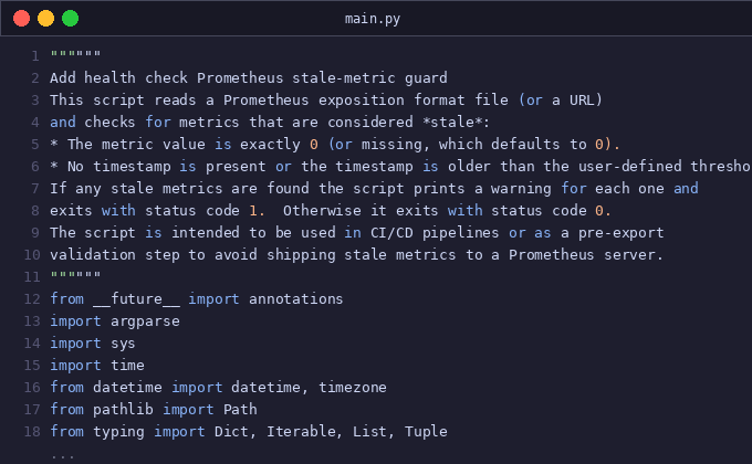 Add health check Prometheus stale-metric guard