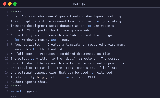 docs: Add comprehensive Vespera frontend development setup g