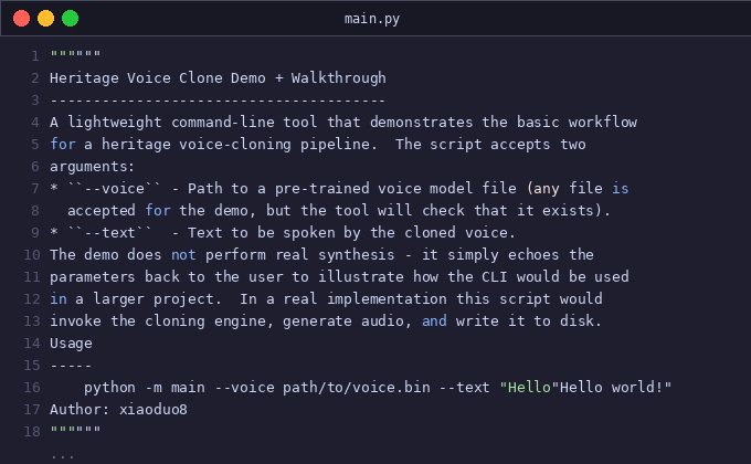 Heritage voice clone demo + walkthrough