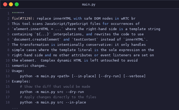 fix(#7129): replace innerHTML with safe DOM nodes in wRTC br