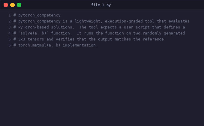 Add pytorch_competency environment (execution-graded PyTorch