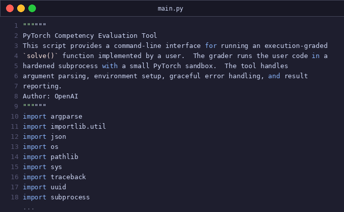 Add pytorch_competency environment (execution-graded PyTorch
