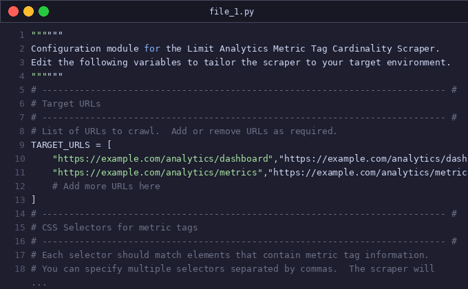 Limit analytics metric tag cardinality
