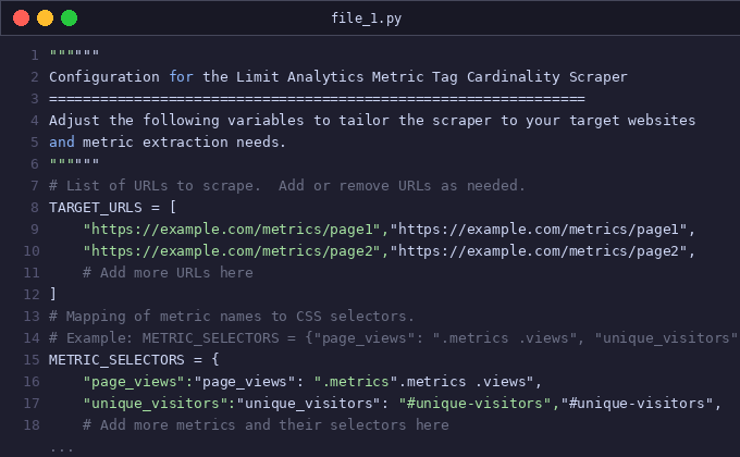 Limit analytics metric tag cardinality