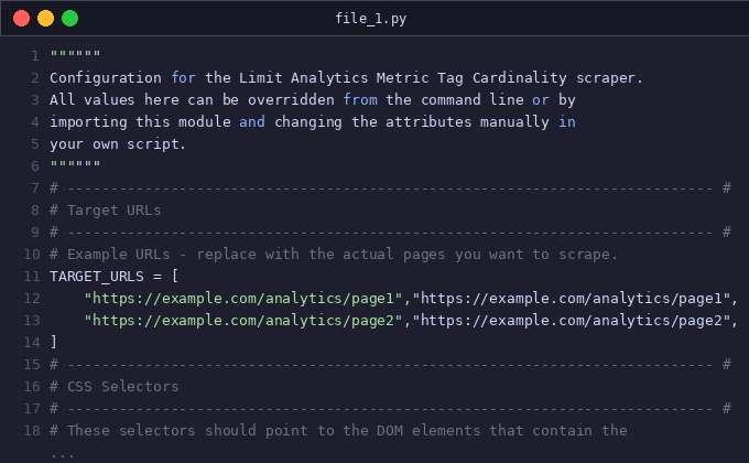 Limit analytics metric tag cardinality