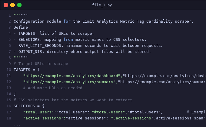 Limit analytics metric tag cardinality